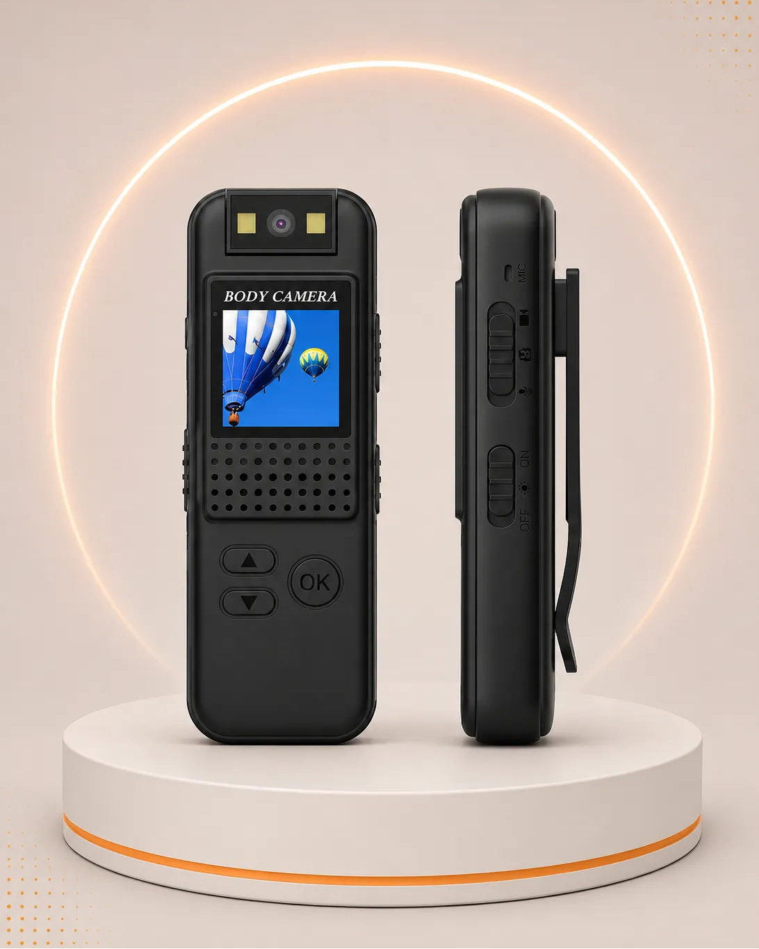 Mini cámara corporal HD portátil con pantalla y clip de sujeción para seguridad y vigilancia